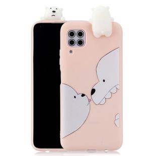 For Huawei P40 Lite Shockproof Colored Painted Lying Cartoon TPU Protective Case(Big White Bear)