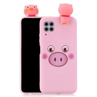 For Huawei P40 Lite Shockproof Colored Painted Lying Cartoon TPU Protective Case(Pink Pig)