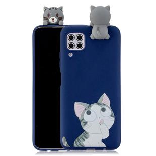 For Huawei P40 Lite Shockproof Colored Painted Lying Cartoon TPU Protective Case(Big Face Cat)