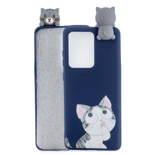 For Huawei P40 Shockproof Colored Painted Lying Cartoon TPU Protective Case(Big Face Cat)