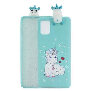 For Galaxy A51 Shockproof Colored Painted Lying Cartoon TPU Protective Case(Caring Unicorn)
