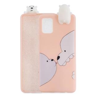 For Galaxy A91 Shockproof Colored Painted Lying Cartoon TPU Protective Case(Big White Bear)