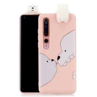 For Xiaomi Mi 10 Shockproof Colored Painted Lying Cartoon TPU Protective Case(Big White Bear)