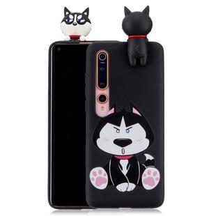 For Xiaomi Mi 10 Shockproof Colored Painted Lying Cartoon TPU Protective Case(Cute Husky)