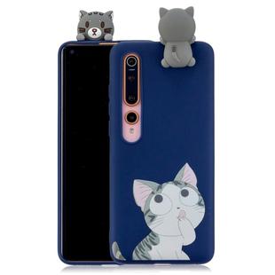 For Xiaomi Mi 10 Shockproof Colored Painted Lying Cartoon TPU Protective Case(Big Face Cat)