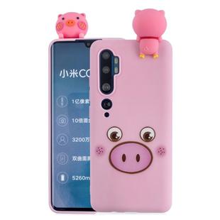 For Xiaomi Mi Note 10 Shockproof Colored Painted Lying Cartoon TPU Protective Case(Pink Pig)