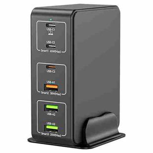 818H 120W Type-C + USB 6-Ports Desktop Fast Charger, Plug Type:EU Plug(Black)