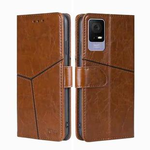For TCL 405 / 406 / 408 Geometric Stitching Horizontal Flip Leather Phone Case(Light Brown)