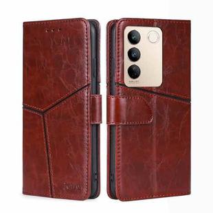For vivo S16 / S16 Pro Geometric Stitching Horizontal Flip Leather Phone Case(Dark Brown)