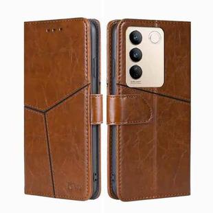For vivo S16 / S16 Pro Geometric Stitching Horizontal Flip Leather Phone Case(Light Brown)