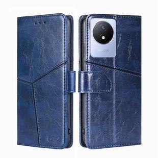 For vivo Y02 4G Geometric Stitching Horizontal Flip Leather Phone Case(Blue)