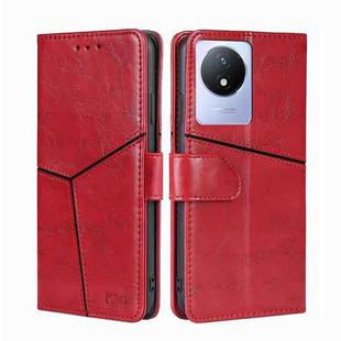 For vivo Y02 4G Geometric Stitching Horizontal Flip Leather Phone Case(Red)
