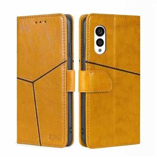 For Fujitsu Arrows N F-51C Geometric Stitching Horizontal Flip Leather Phone Case(Yellow)