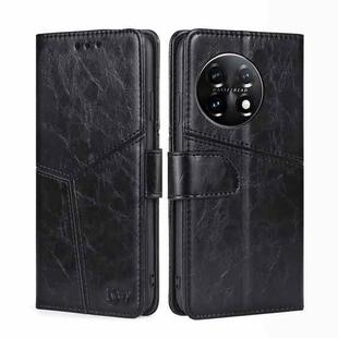 For OnePlus 11 Geometric Stitching Horizontal Flip Leather Phone Case(Black)