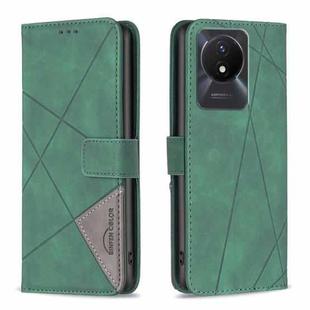 For vivo Y02 4G Magnetic Buckle Rhombus Texture Leather Phone Case(Green)