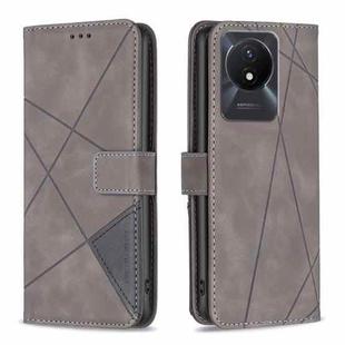 For vivo Y02 4G Magnetic Buckle Rhombus Texture Leather Phone Case(Grey)