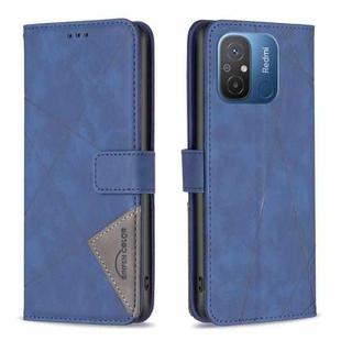For Xiaomi Redmi 12C Magnetic Buckle Rhombus Texture Leather Phone Case(Blue)