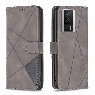 For Xiaomi Redmi K60 / K60 Pro Magnetic Buckle Rhombus Texture Leather Phone Case(Grey)