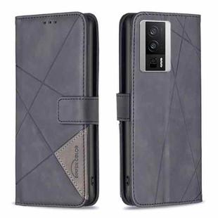 For Xiaomi Redmi K60 / K60 Pro Magnetic Buckle Rhombus Texture Leather Phone Case(Black)