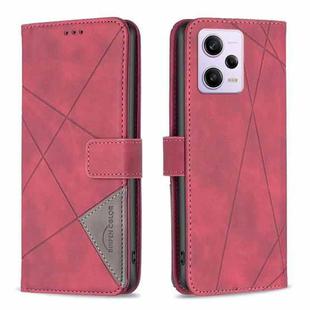 For Xiaomi Redmi Note 12 Pro+ Global Magnetic Buckle Rhombus Texture Leather Phone Case(Red)