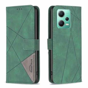For Xiaomi Redmi Note 12 Global Magnetic Buckle Rhombus Texture Leather Phone Case(Green)