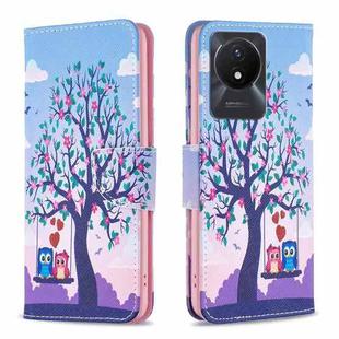 For vivo Y02 4G Colored Drawing Pattern Leather Phone Case(Owl)