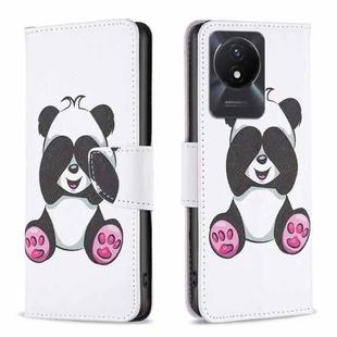 For vivo Y02 4G Colored Drawing Pattern Leather Phone Case(Panda)