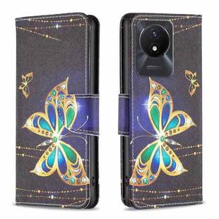 For vivo Y02 4G Colored Drawing Pattern Leather Phone Case(Big Butterfly)