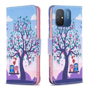 For Xiaomi Redmi 12C Colored Drawing Pattern Leather Phone Case(Owl)