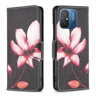 For Xiaomi Redmi 12C Colored Drawing Pattern Leather Phone Case(Lotus)