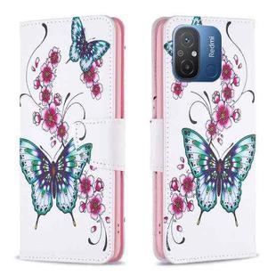 For Xiaomi Redmi 12C Colored Drawing Pattern Leather Phone Case(Flowers Butterfly)