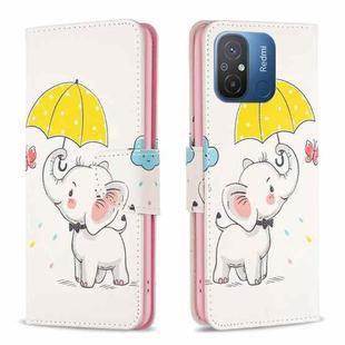 For Xiaomi Redmi 12C Colored Drawing Pattern Leather Phone Case(Umbrella Elephant)