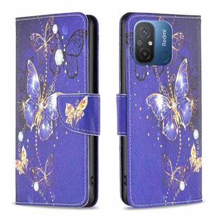 For Xiaomi Redmi 12C Colored Drawing Pattern Leather Phone Case(Purple Butterfly)