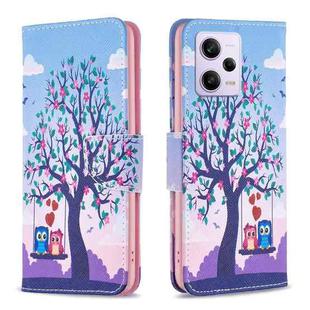 For Xiaomi Redmi Note 12 Pro+ Global Colored Drawing Pattern Leather Phone Case(Owl)