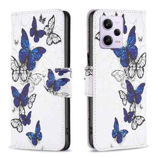 For Xiaomi Redmi Note 12 Pro+ Global Colored Drawing Pattern Leather Phone Case(Butterflies)