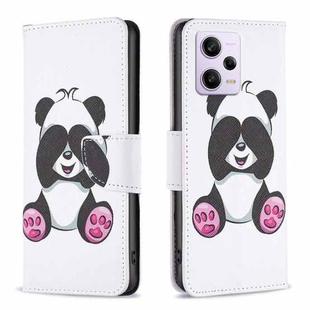 For Xiaomi Redmi Note 12 Pro+ Global Colored Drawing Pattern Leather Phone Case(Panda)