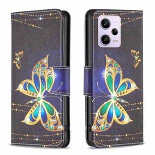 For Xiaomi Redmi Note 12 Pro 5G Global Colored Drawing Pattern Leather Phone Case(Big Butterfly)