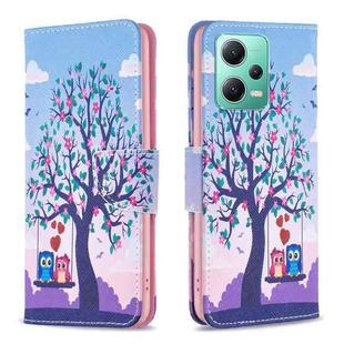 For Xiaomi Redmi Note 12 Global Colored Drawing Pattern Leather Phone Case(Owl)
