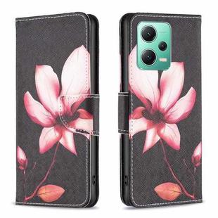 For Xiaomi Redmi Note 12 Global Colored Drawing Pattern Leather Phone Case(Lotus)