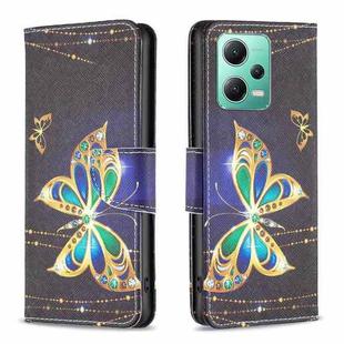 For Xiaomi Redmi Note 12 Global Colored Drawing Pattern Leather Phone Case(Big Butterfly)