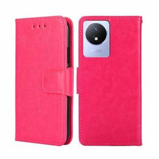 For vivo Y02 4G Crystal Texture Leather Phone Case(Rose Red)