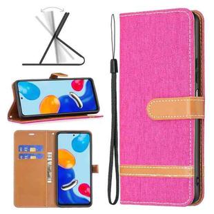 For Xiaomi Redmi Note 12S 4G / Note 11 Color Block Denim Texture Leather Phone Case(Rose Red)