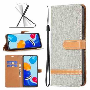 For Xiaomi Redmi Note 12S 4G / Note 11 Color Block Denim Texture Leather Phone Case(Grey)