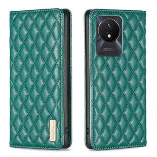 For vivo Y02 4G Diamond Lattice Magnetic Leather Flip Phone Case(Green)