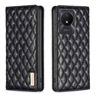 For vivo Y02 4G Diamond Lattice Magnetic Leather Flip Phone Case(Black)