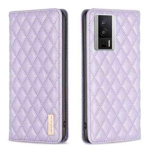 For Xiaomi Redmi K60 / K60 Pro Diamond Lattice Magnetic Leather Flip Phone Case(Purple)