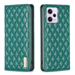 For Xiaomi Redmi Note 12 Pro+ Global Diamond Lattice Magnetic Leather Flip Phone Case(Green)