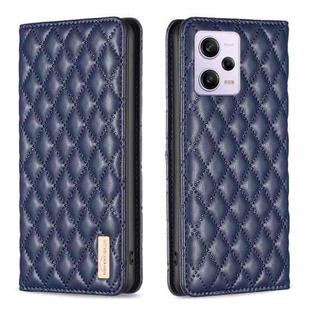 For Xiaomi Redmi Note 12 Pro 5G Global Diamond Lattice Magnetic Leather Flip Phone Case(Blue)
