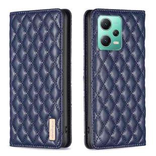 For Xiaomi Redmi Note 12 Global Diamond Lattice Magnetic Leather Flip Phone Case(Blue)