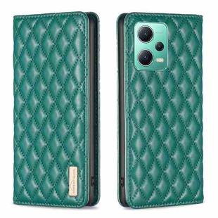 For Xiaomi Redmi Note 12 Global Diamond Lattice Magnetic Leather Flip Phone Case(Green)
